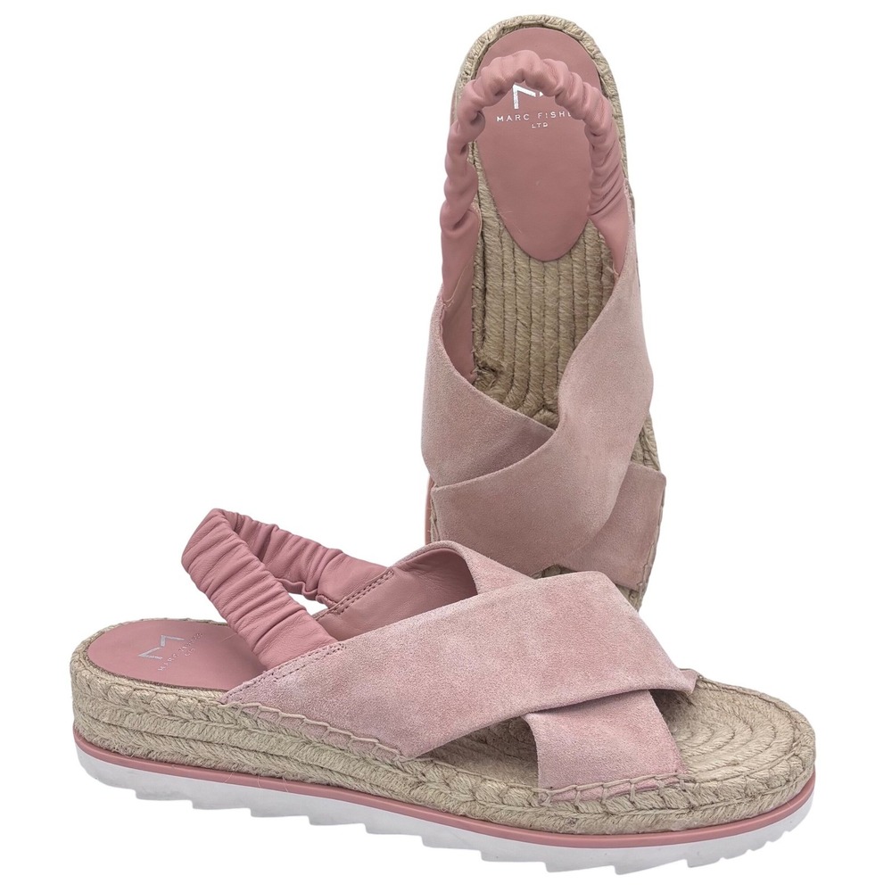 Marc Fisher LTD Pink Suede Crisscross‎ Espadrille Platform Slingback Sandals 9.5